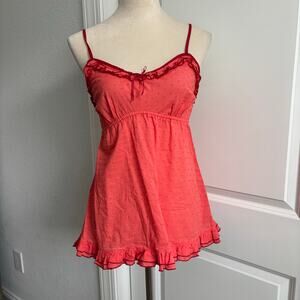 NWT Victoria's Secret Pout Pink Coquette Babydoll Camisole Top Sz S Ruffle